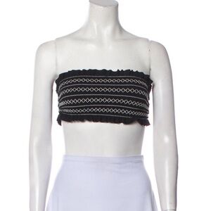 Tory Burch Smocked Bandeau Crop Top Bikini Top